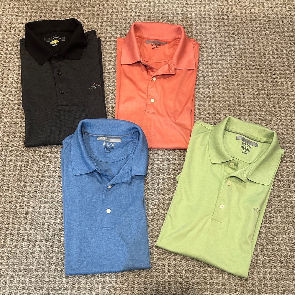 Greg Norman Collection Polo Shirts - Black, Coral, Blue, Green